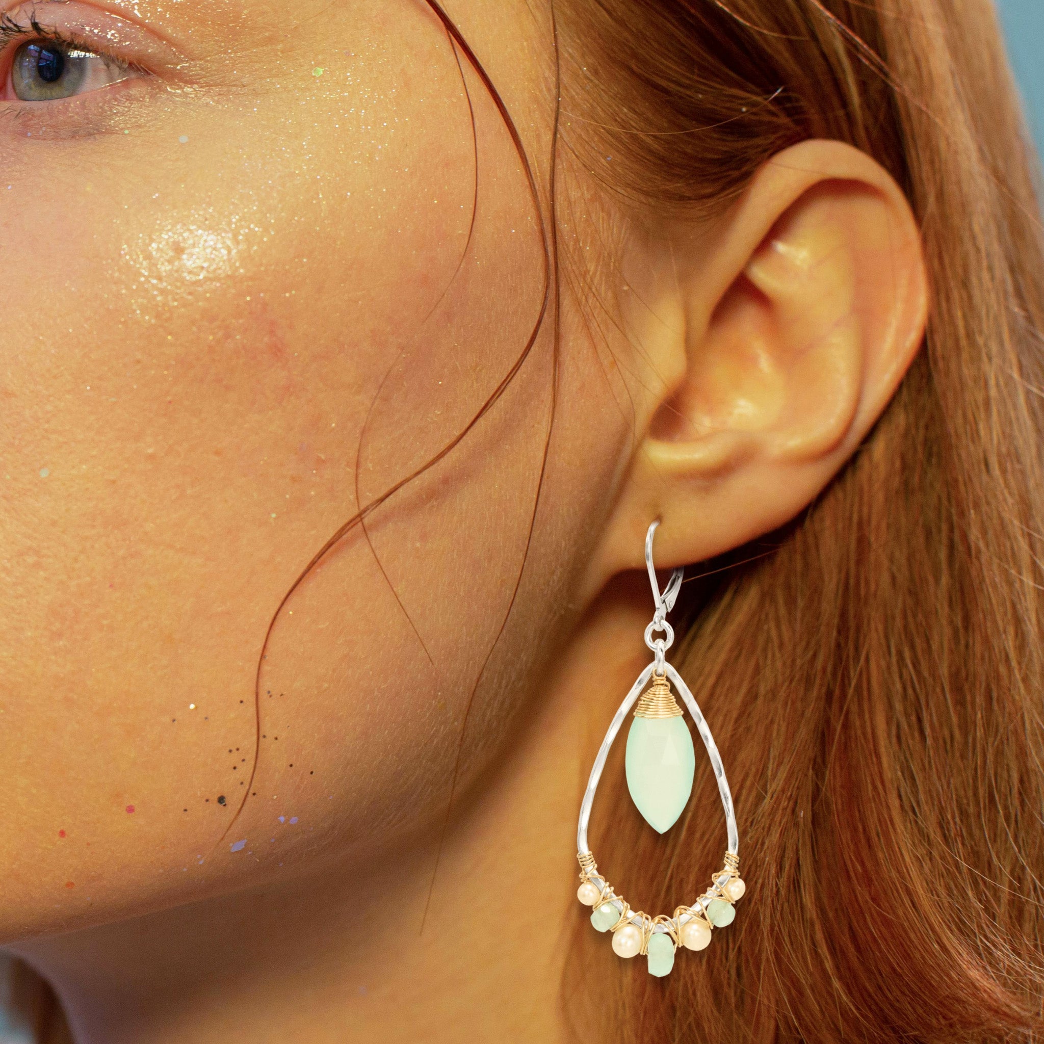 Aqua Marquise Earring - Earrings