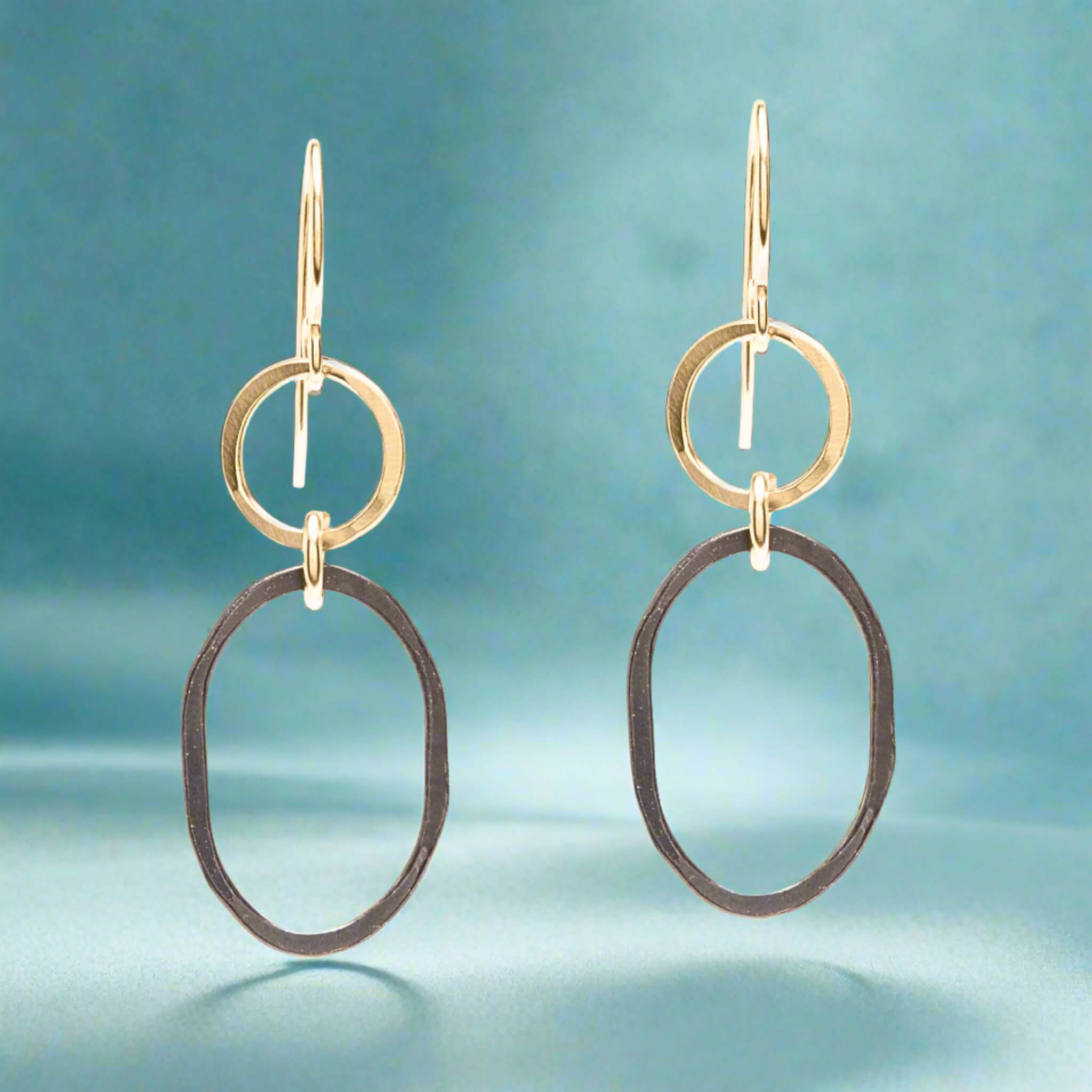 Black + Gold Oval Earring - Earrings