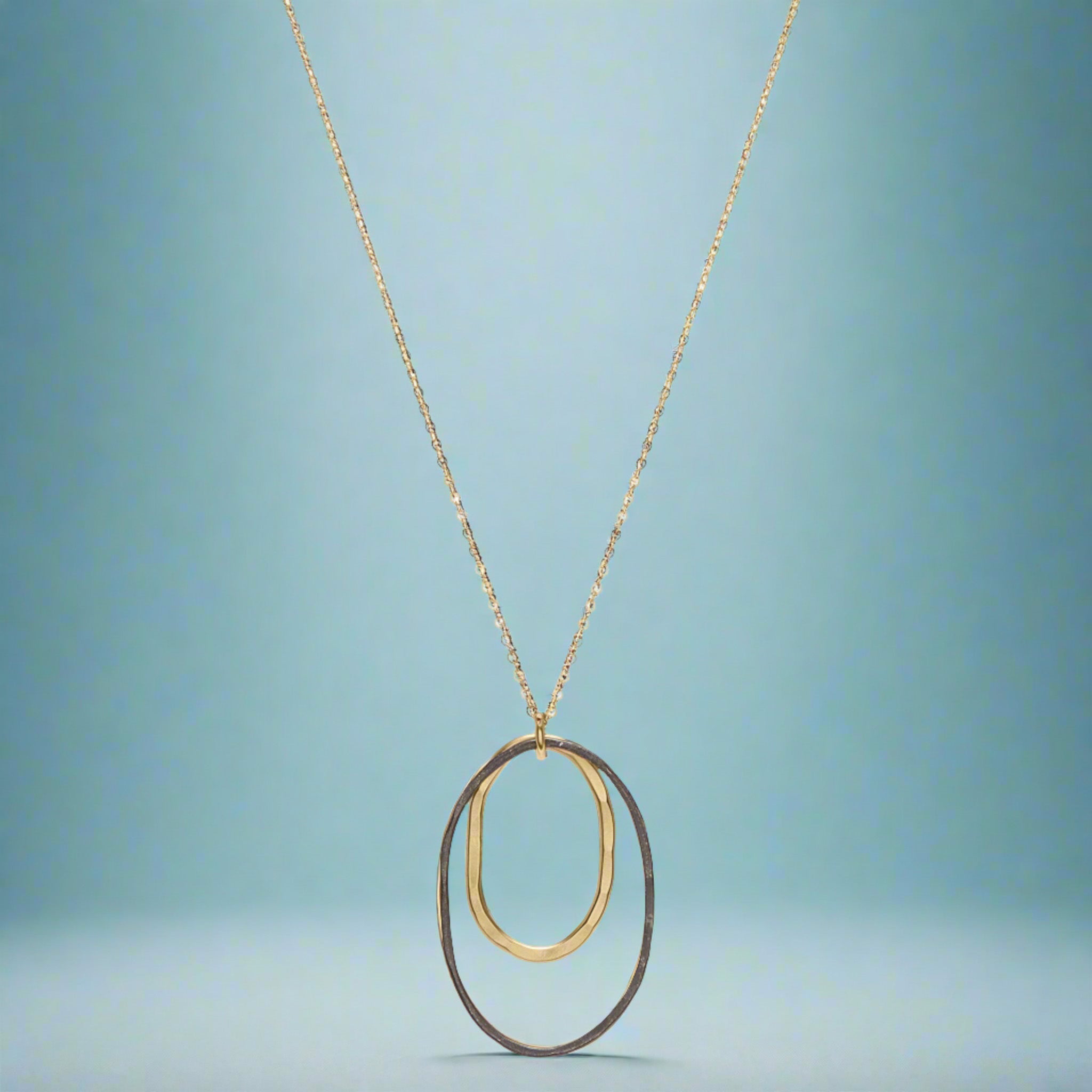 Black + Gold Oval Necklace