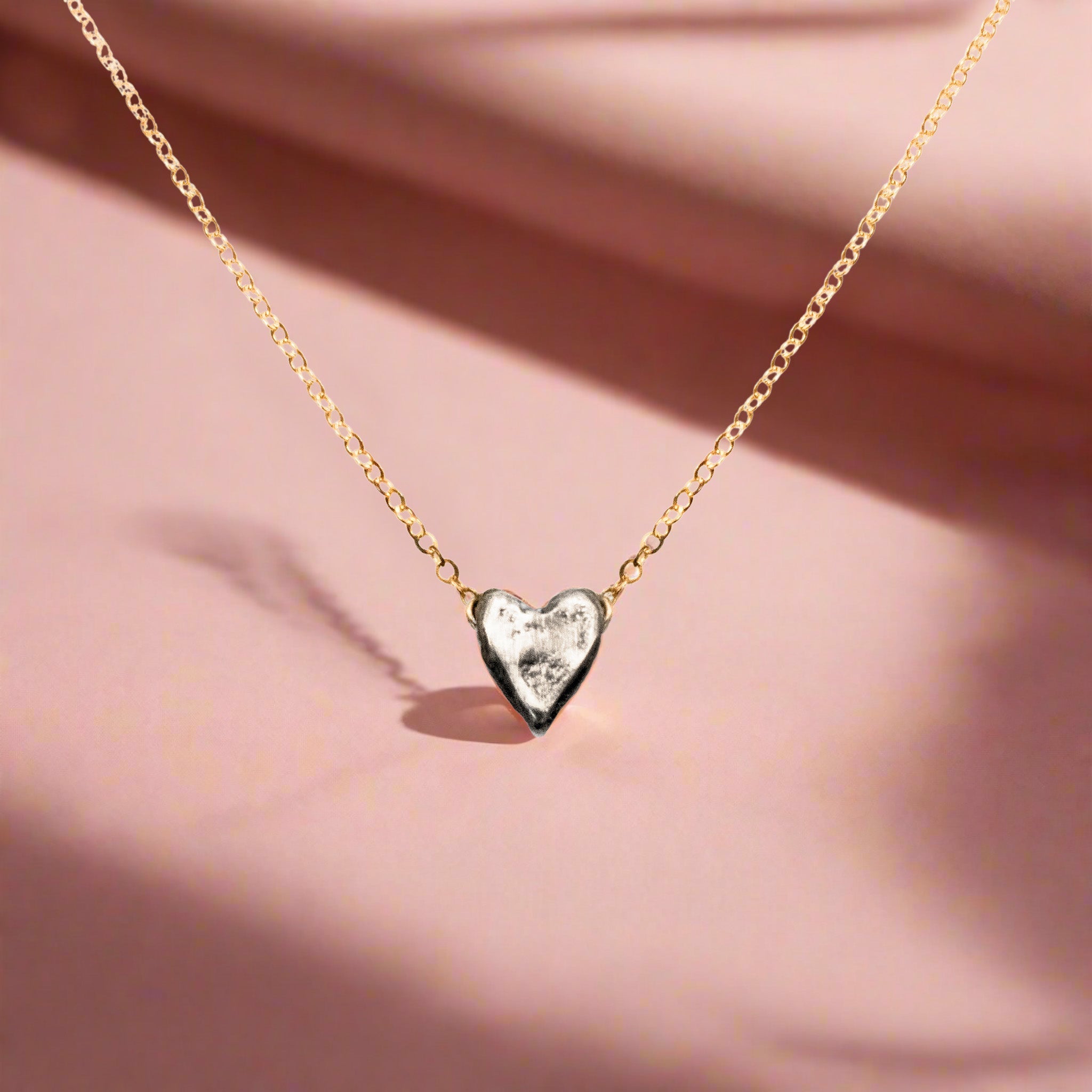 Dainty Silver + Gold Heart Necklace - Necklaces