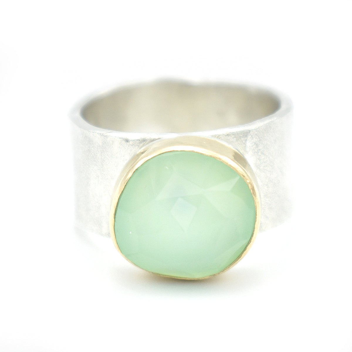 Faceted Aqua Chalcedony Ring - Rings