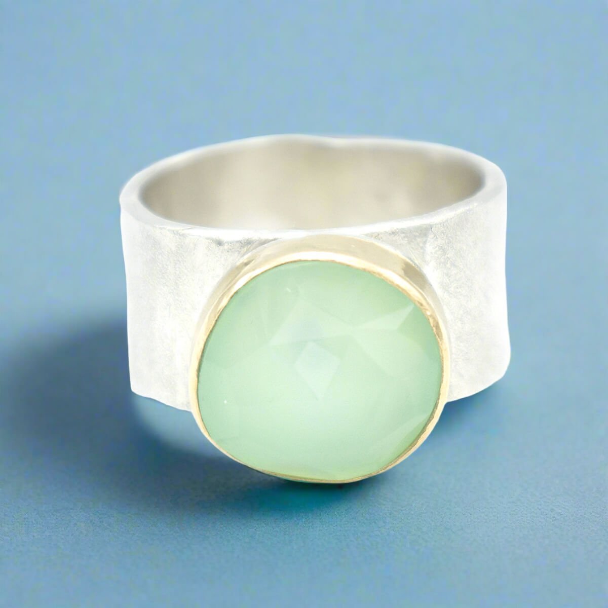 Faceted Aqua Chalcedony Ring - Rings