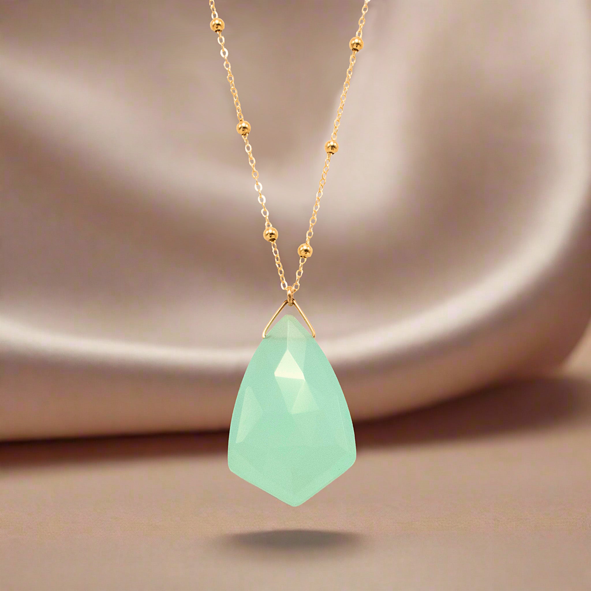 Faceted Chalcedony Arrowpoint Pendant - Necklaces