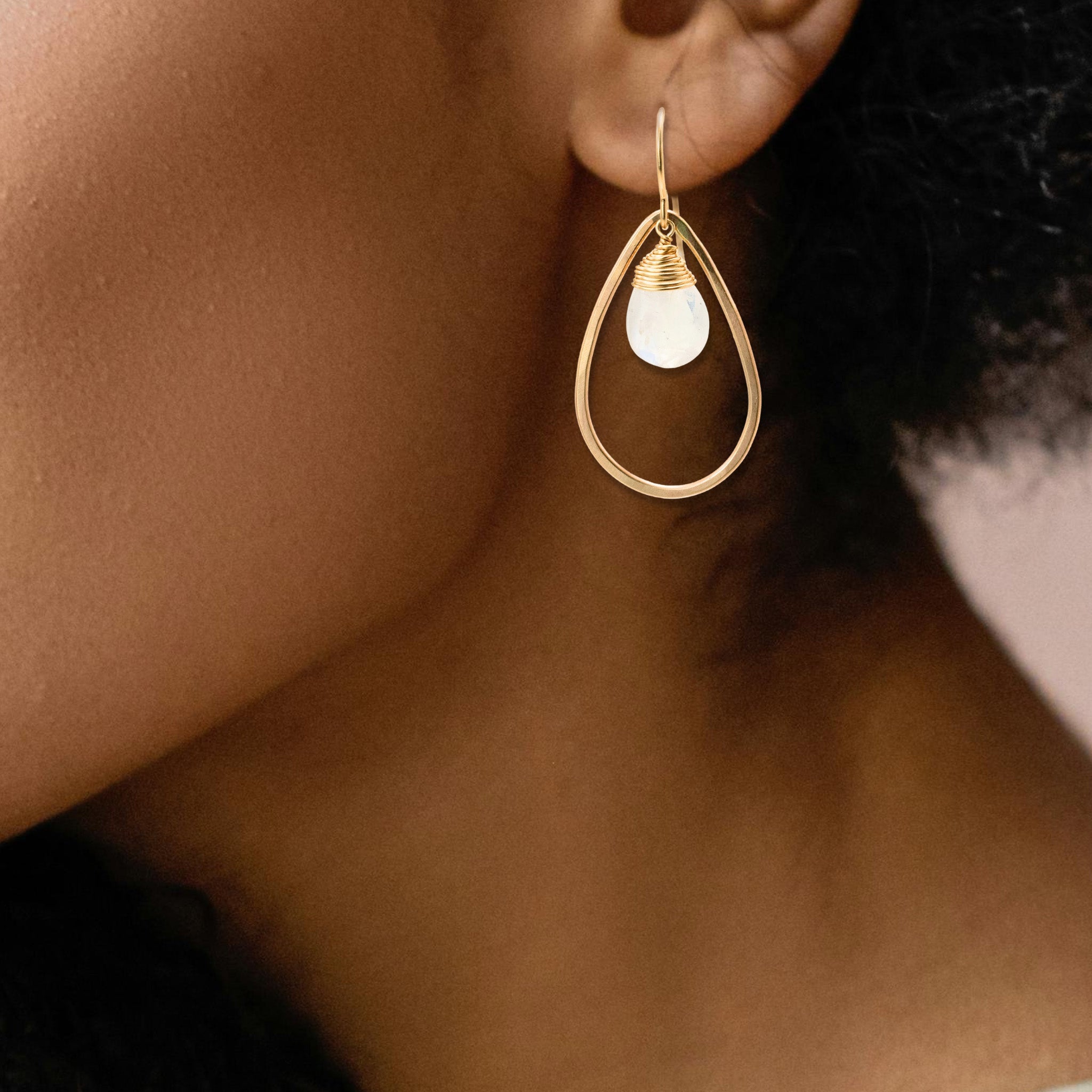 Faceted Moonstone Earring - Earrings