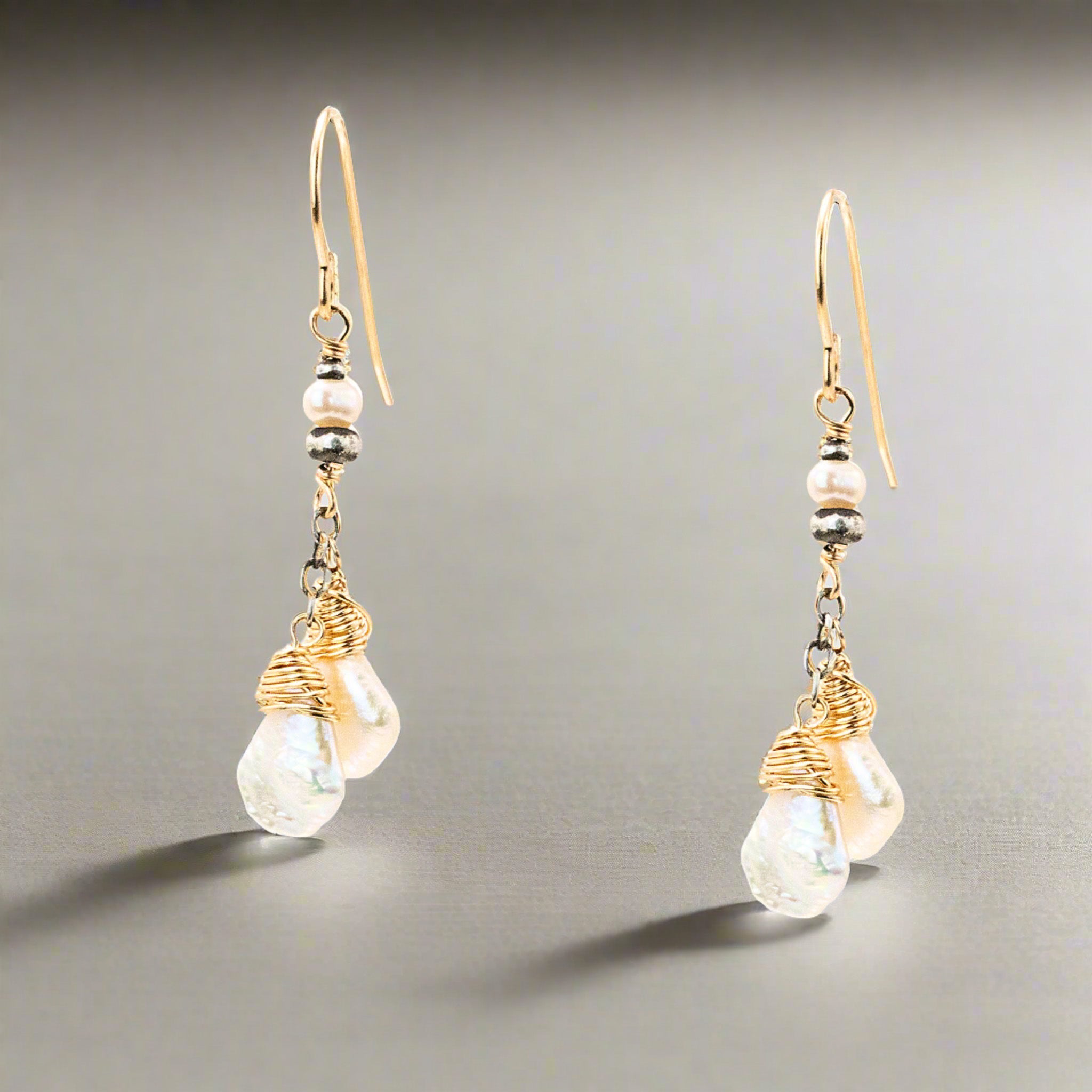 Gilded Pearl Wrap Earrings