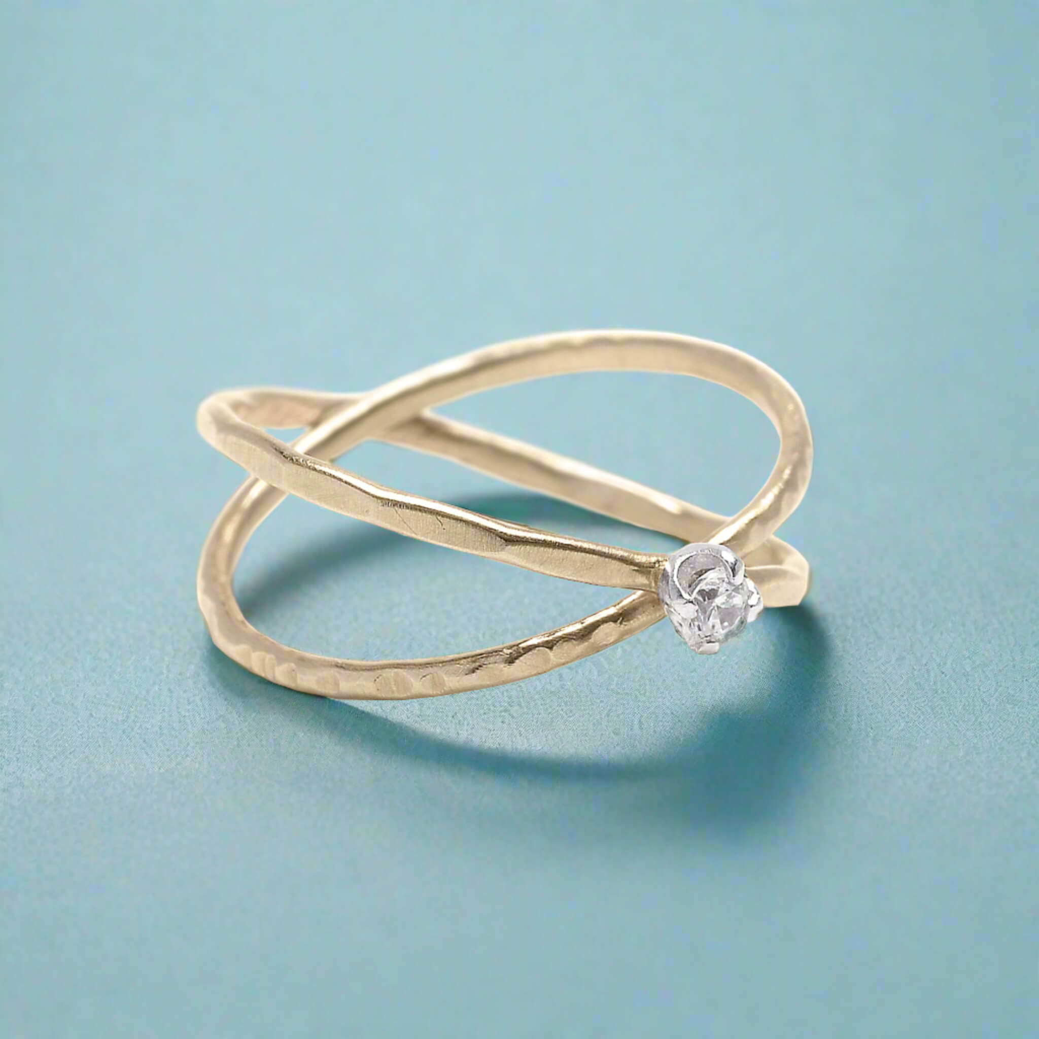 Gilded Sparkle Crisscross Ring - Rings