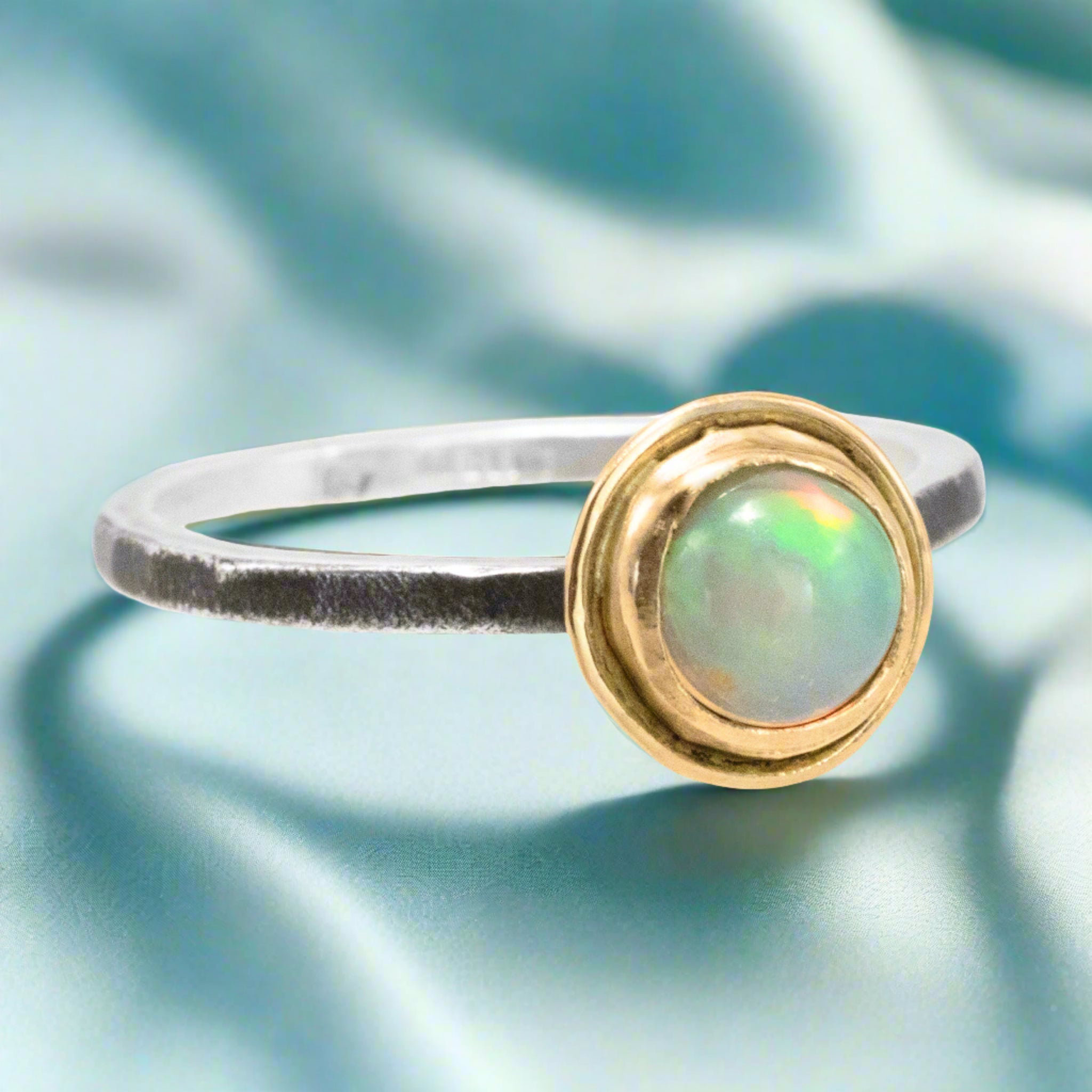 Golden Cupped Opal Ring - Rings