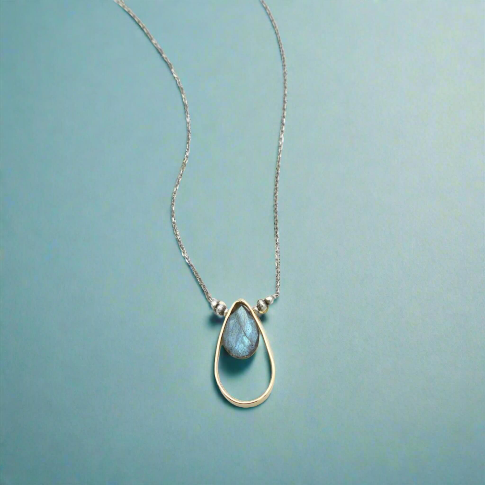 Labradorite Teardrop Necklace - Necklaces