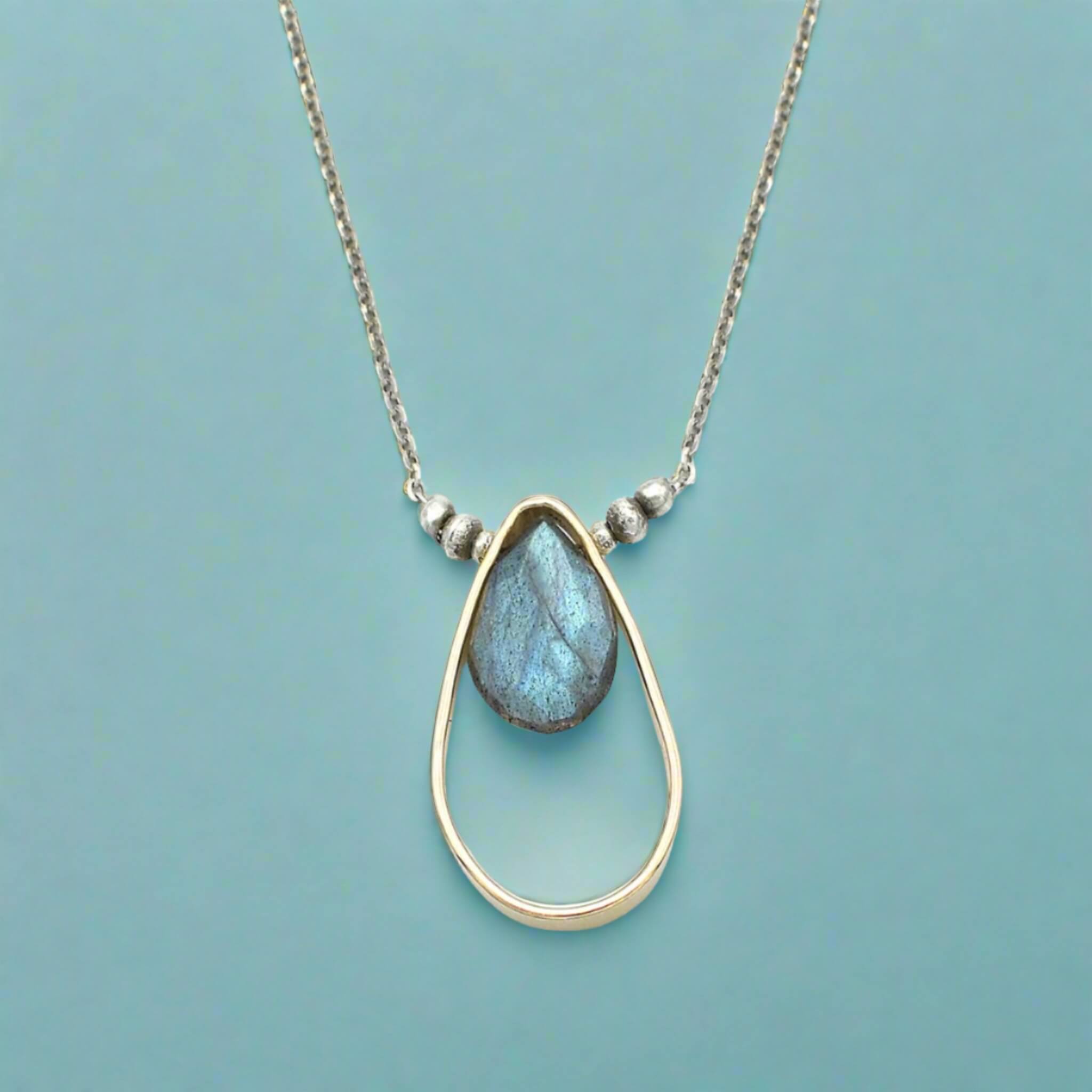 Labradorite Teardrop Necklace - Necklaces