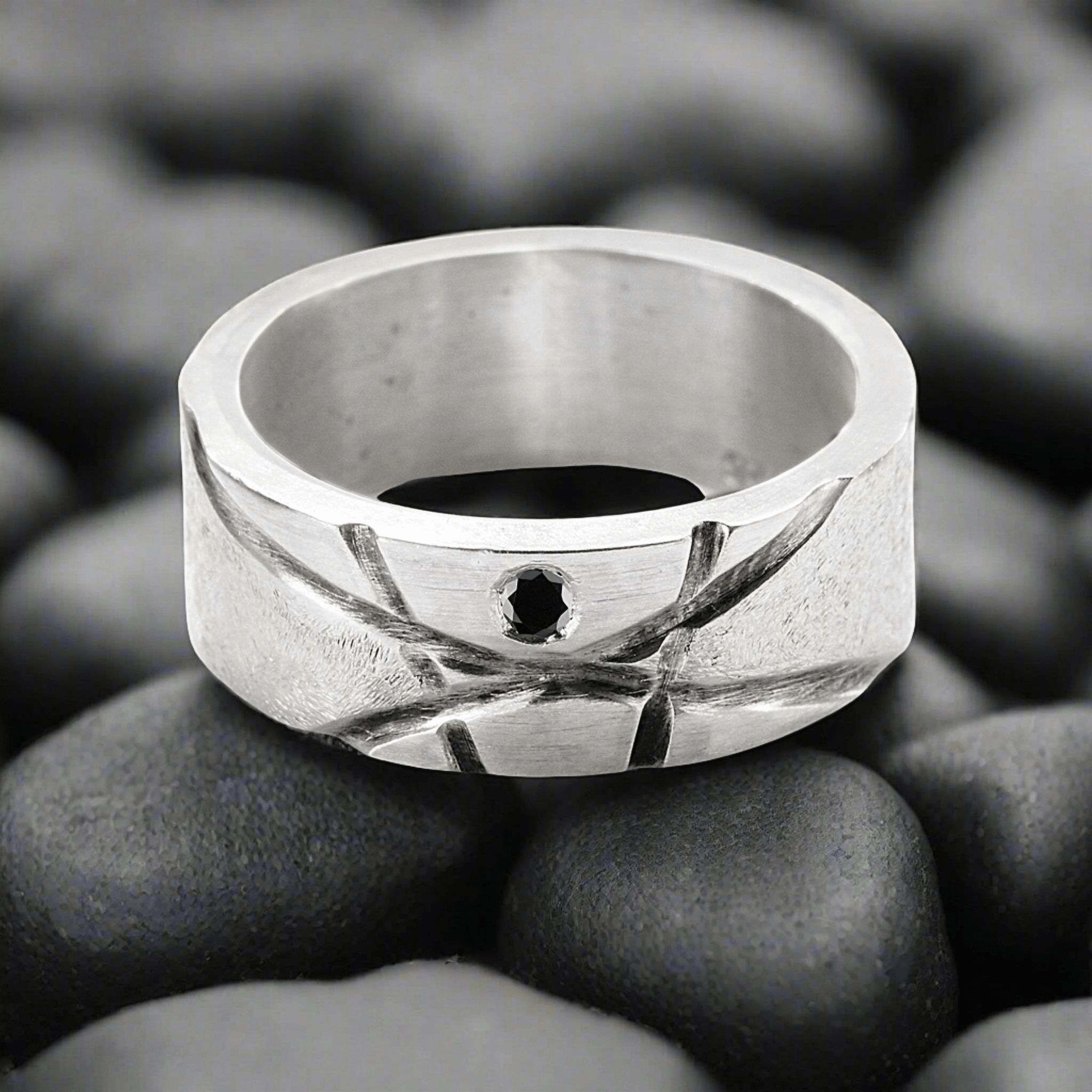 Midnight Horizon Sterling Silver Band - Rings