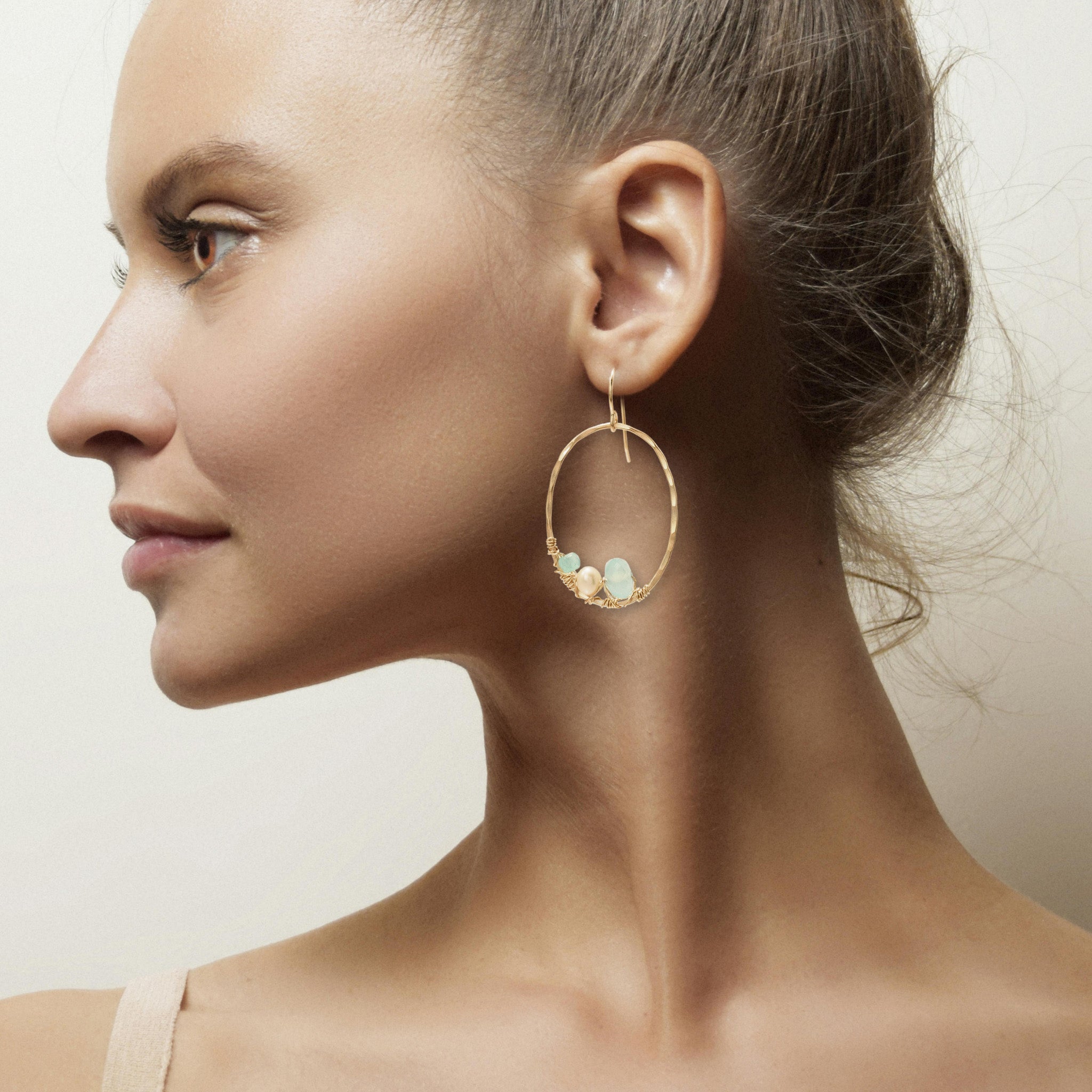Oval Aqua Earrings - Earrings