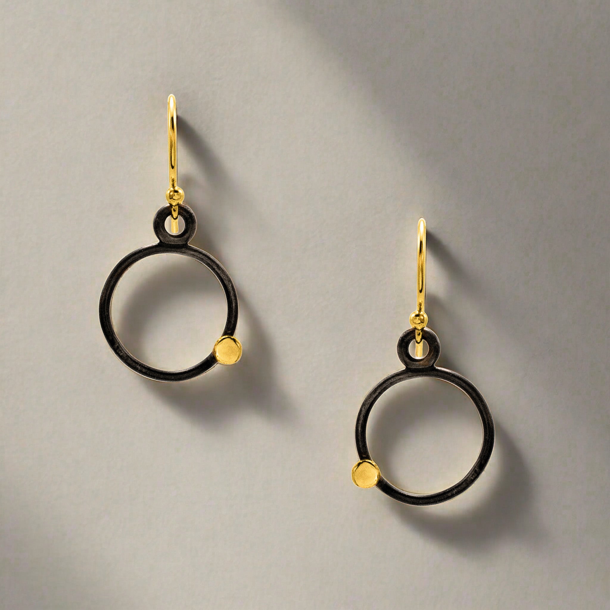 Oxidized Gold Dot Earrings - Earrings