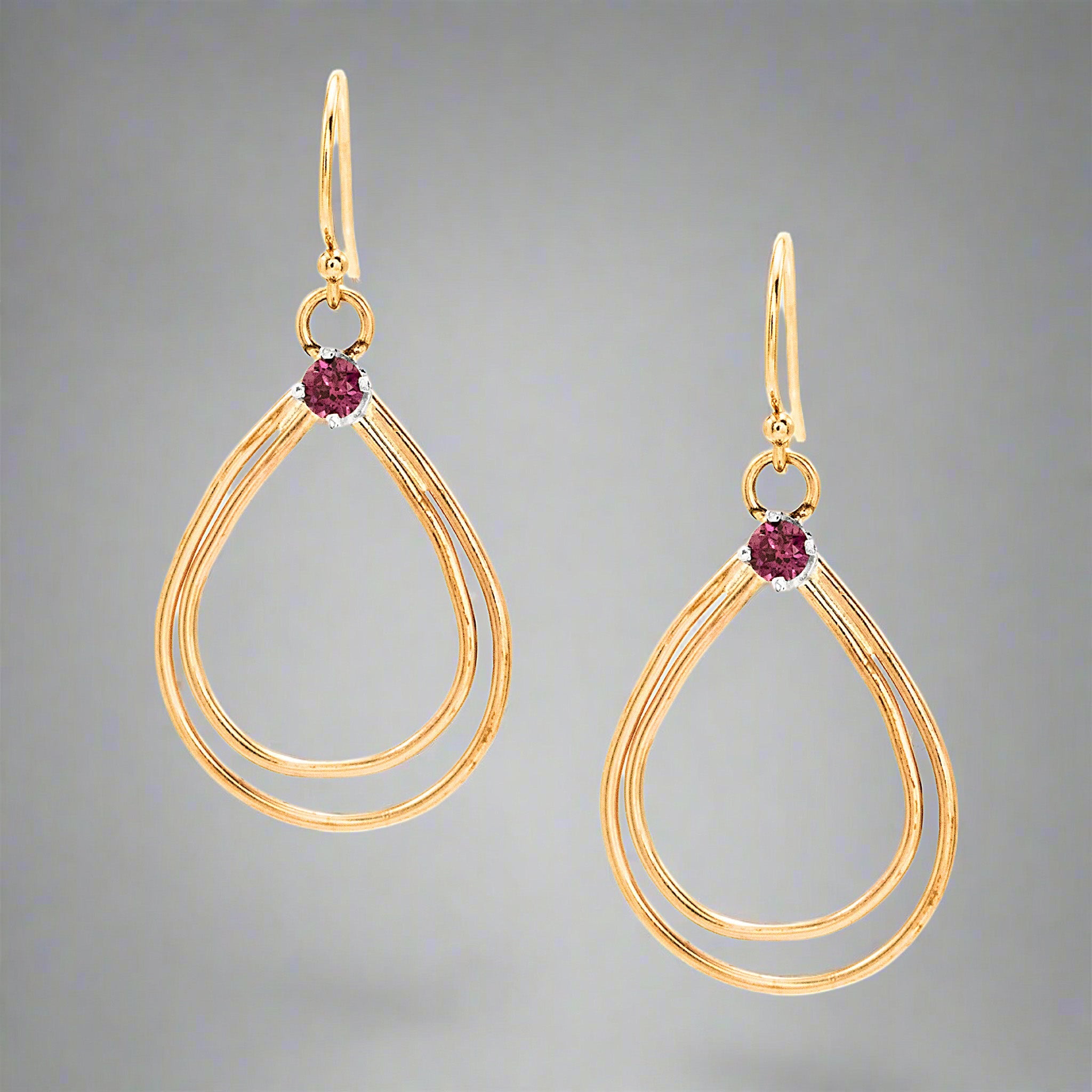 Rhodolite Dewdrop Earrings - Earrings