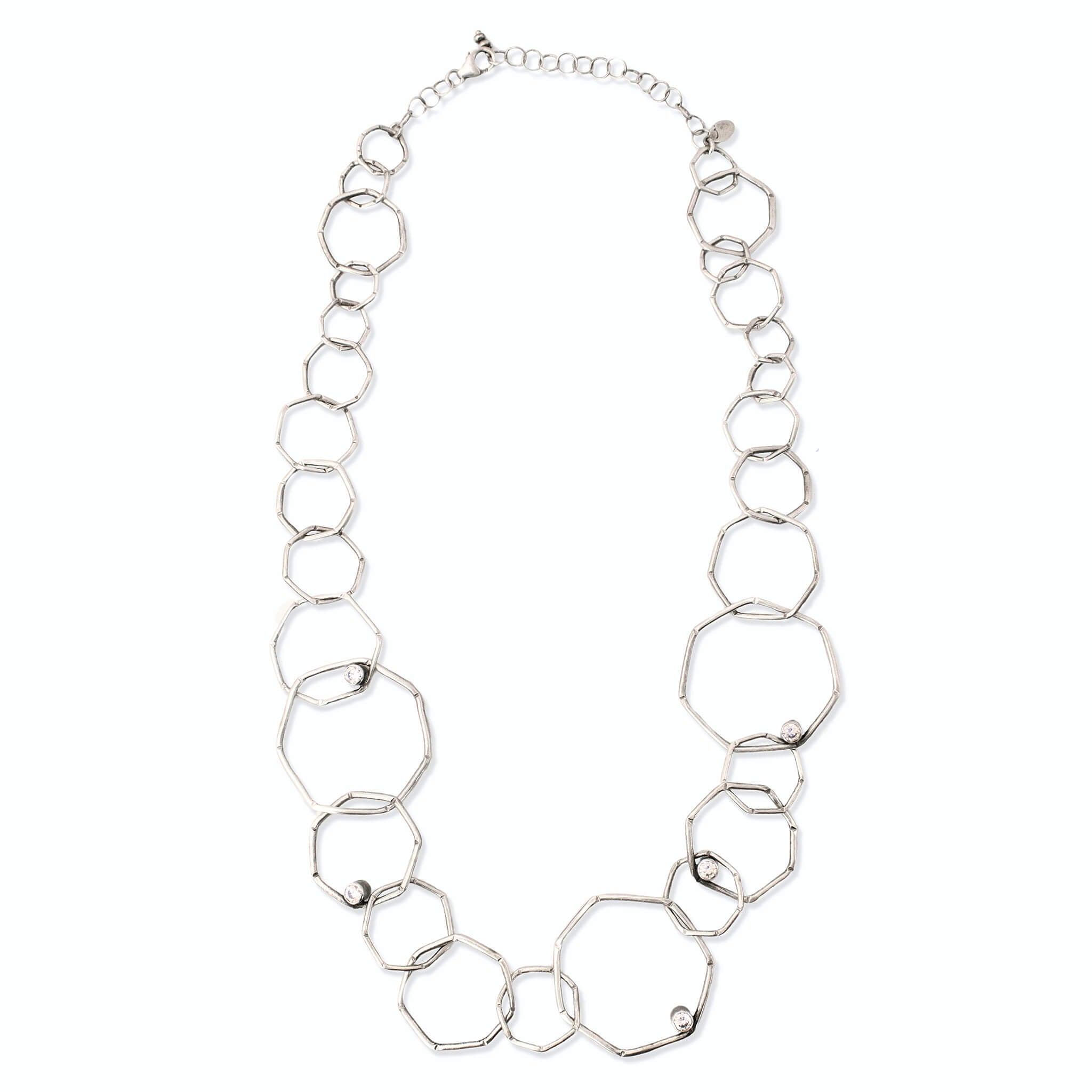 Sterling Silver Geometric Chain Necklace - Necklaces