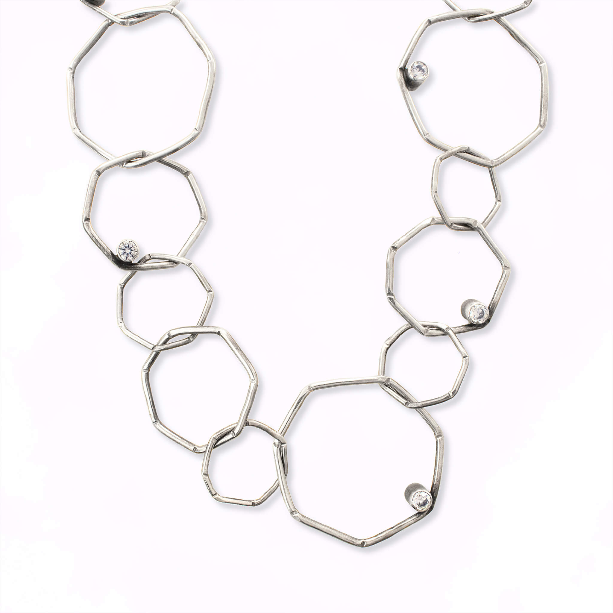 Sterling Silver Geometric Chain Necklace - Necklaces