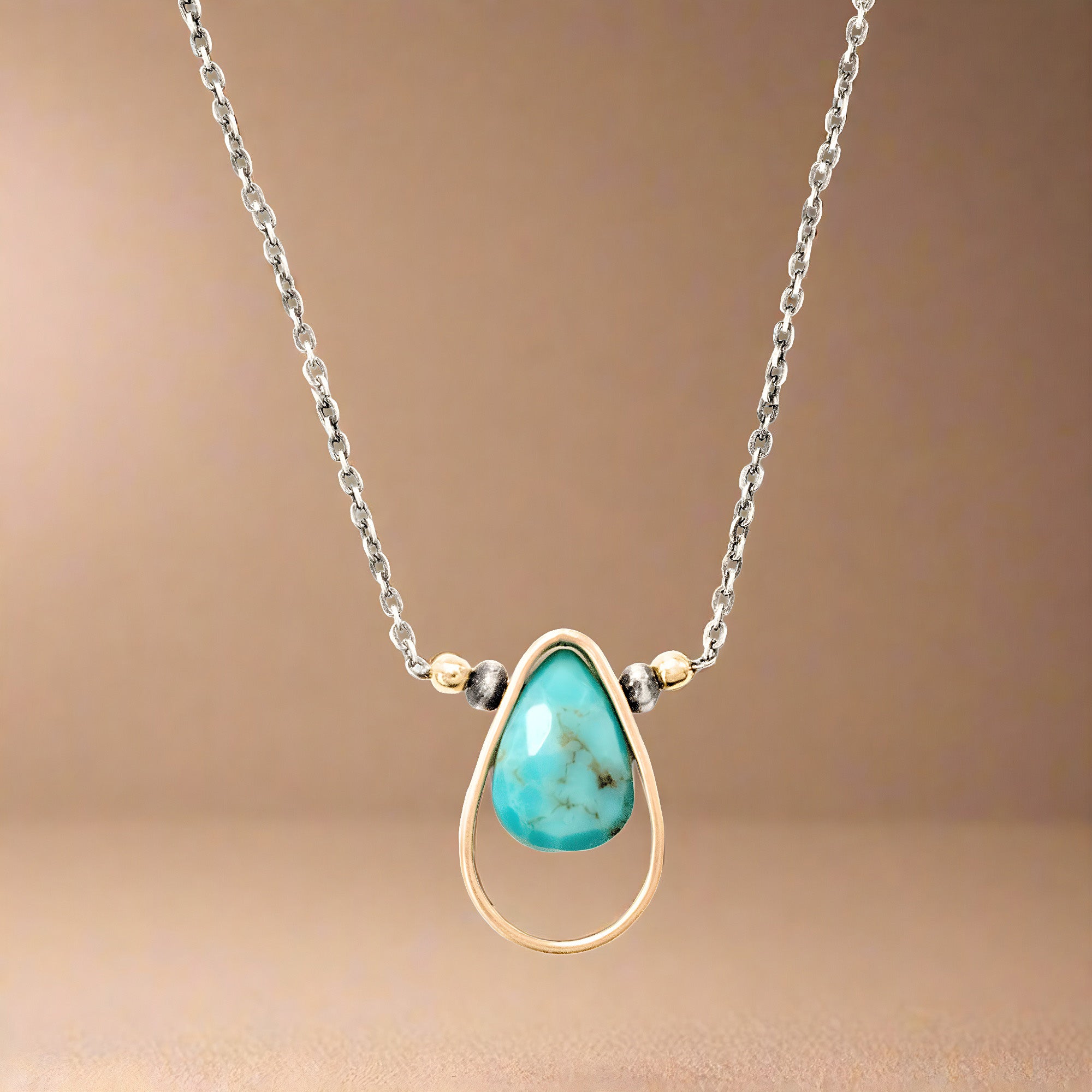 Turquoise Teardrop Necklace - Necklaces