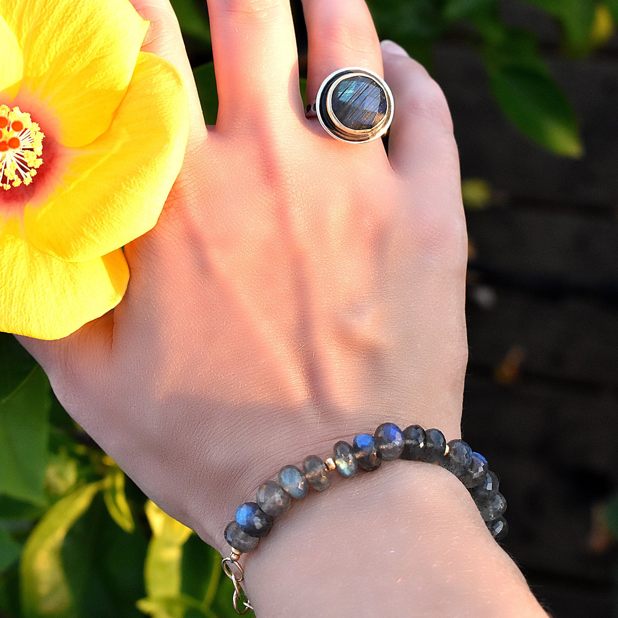 Faceted Labradorite Ring