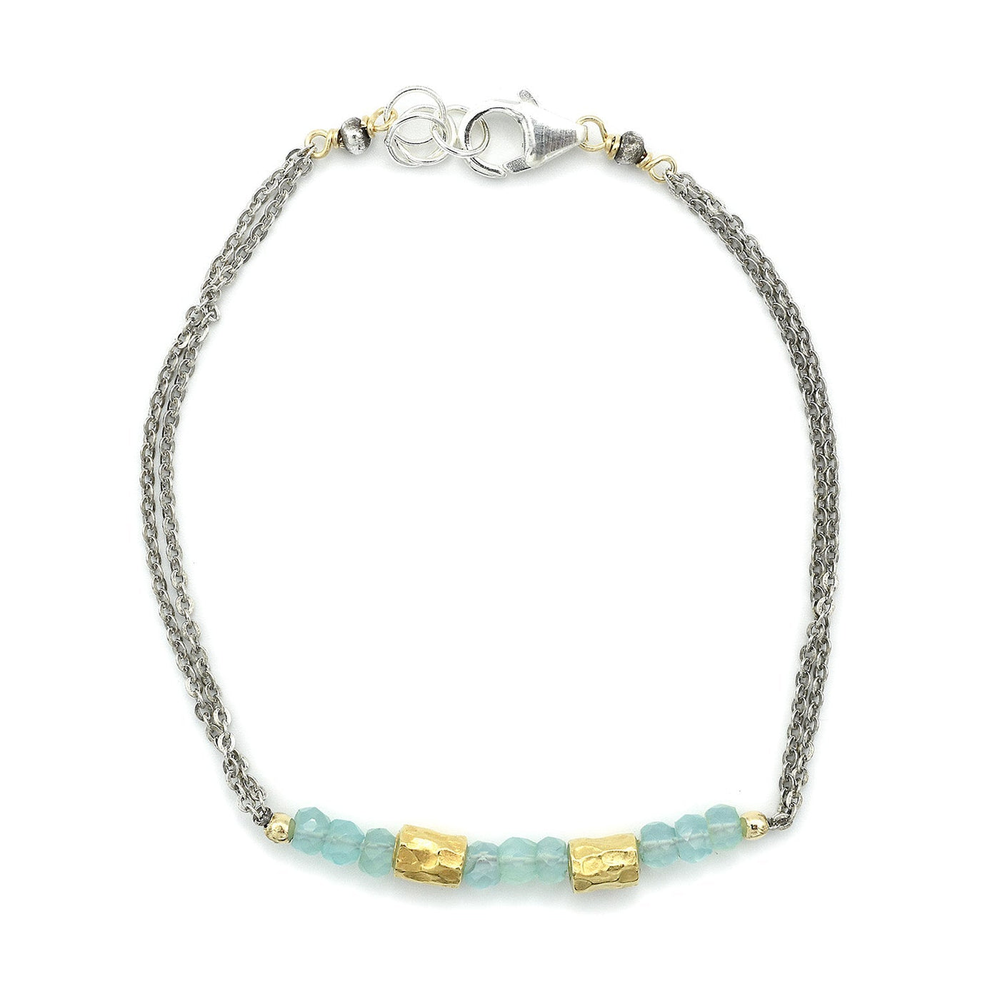 Simple Aqua Chalcedony Bracelet - Bracelets By J+I Jewelry